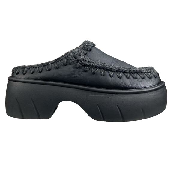 Mou X Anthropologie Eskimo Clog Twist Black Platform Clog Size 40 US 9/9.5 - Picture 1 of 11